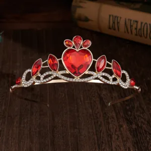 Kinder roter Kristall Kronen Haarreif glitzernde Strass Prinzessin Tiara fuer Party Auftritt