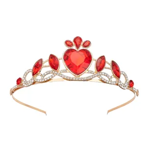 Kinder rotes Herz Tiara Krone Gold Haarreif Prinzessin Party Bühne Performance Zubehör