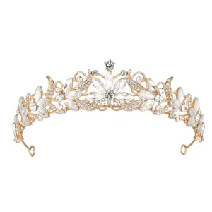 Baroque Vintage Bridal Crown Headpiece Gold Silver Alloy Rhinestone Wedding Tiara Banquet Hair Accessories For Women Jewelry