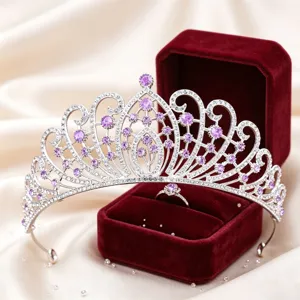 Rhinestone crown bridal tiara silver princess hair accessory wedding crystal headpiece
