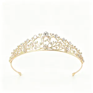 Gold crystal tiara crown princess headband for party prom adult ceremony hair accessories