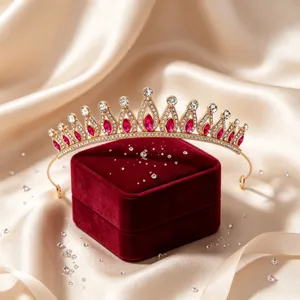 Exquisite European style bridal crown tiara, vintage hair hoop with luxury rhinestones.