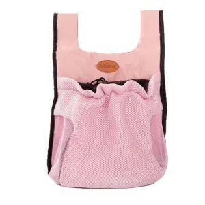 Portable pink breathable mesh pet carrier backpack for small dogs and cats travel