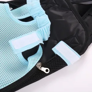 Close-up detail of pet carrier showing breathable mesh fabric and durable zipper hardware.