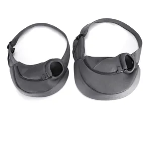 Breathable gray mesh pet sling carriers for cats and dogs in small and large sizes