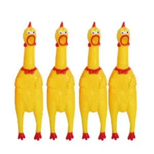 4er Set gelbe Quietschehuhn Gummispielzeug, lustiges Quietschespielzeug für Hunde Haustier.