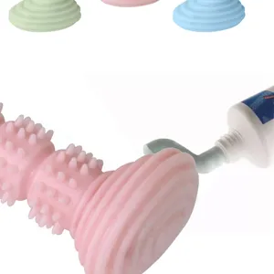 Detail de jouet a macher pour chien avec picots de nettoyage, brosse a dents pour animaux en TPR.