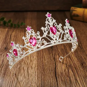 Silver bridal rhinestone tiara crown for women wedding hair accessories princess party headpiece