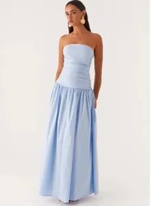 Summer strapless gathered spliced maxi dress elegant retro style casual party gown clothing