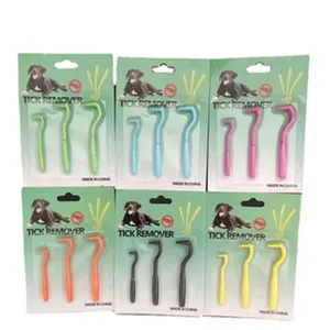 Pet tick removal tool set, plastic tick hooks for dogs and cats, safe parasite cleaner tools.