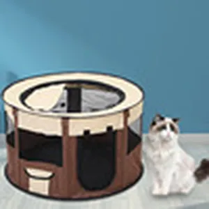 Portable foldable pet playpen for cats and dogs, octagonal mesh delivery room tent