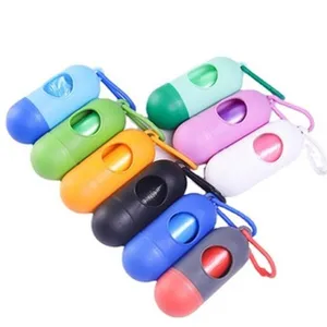 Portable pet waste bag dispenser capsule holder with hook colorful dog clean up tool