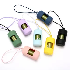 Portable Dog Poop Bag Dispenser Cute Capsule Waste Bag Holder With Trash Bags Outdoor Dog Walking Pet Cleaning Supplies