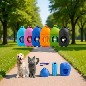 Portatile Carino Pinguino Distributore di Sacchetti per Cani Con Moschettone in Metallo e Sacchetti per Rifiuti Strumento di Pulizia per Cani