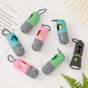 Draagbare Capsule Huisdier Poepzakjes Dispenser Met LED Licht Hond Poepzakjes Houder