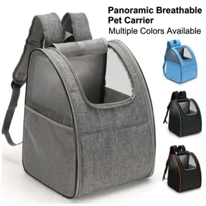 Breathable pet carrier backpack for cats and dogs with mesh windows and padded straps