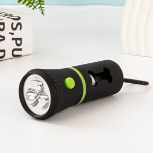 Draagbare LED-poepzakjesdispenser voor huisdieren met een stevige haak voor buiten