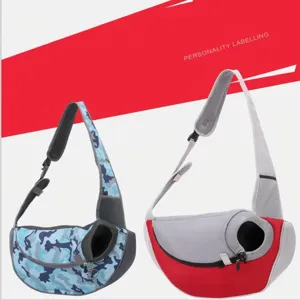Portable breathable pet sling carrier bag for cats and small dogs with mesh shoulder strap