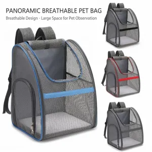 Panoramic breathable mesh pet carrier backpack for small cats and dogs in multiple colors
