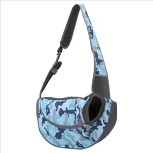 Breathable blue camouflage pet carrier sling for small dogs and cats travel bag