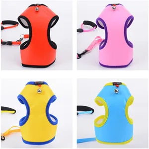 Set of four colorful nylon pet harnesses with matching leashes and padded foam handles
