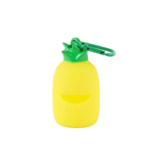 Pineapple shaped pet waste bag dispenser with carabiner clip for dogs