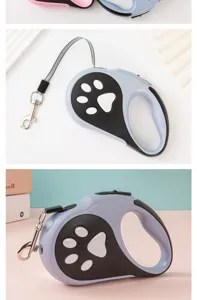 Laisse rétractable pour animaux avec joli motif de patte et poignée ergonomique