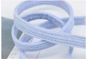 High-quality close-up detail of the breathable light blue ribbed fabric pet leash texture