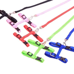 Adjustable nylon H-shape cat harness and leash set available in multiple vibrant colors