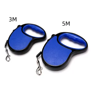 Blue retractable dog leash in 3M and 5M lengths for small and medium pets.