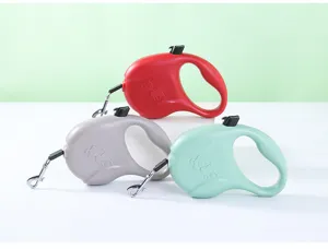 Laisse rétractable pour chien en rouge, gris et vert menthe pour la promenade