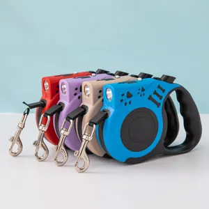 Retractable Dog Leash With LED Light ABS Plastic Material Ergonomic Handle Traction Rope For Walking Pets Outdoor