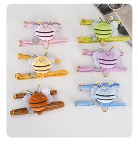 Selection of adjustable bee-themed corduroy pet harnesses for cats in six vibrant colors