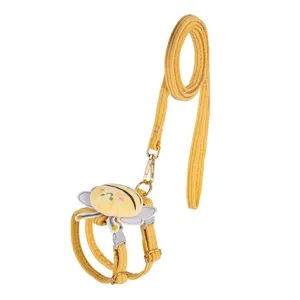 Cute Little Bee Pet Harness And Leash Set Soft Corduroy Adjustable H-Style Escape Proof Cat Leash For Small Dogs Cats