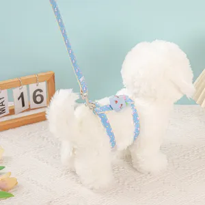 Pet Harness And Leash Set Polyester Anti-Escape Cute Cartoon Rabbit Adjustable Chest Strap For Small Dogs And Cats Daily