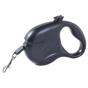 Laisse rétractable noire pour chien avec mécanisme de blocage automatique sûr