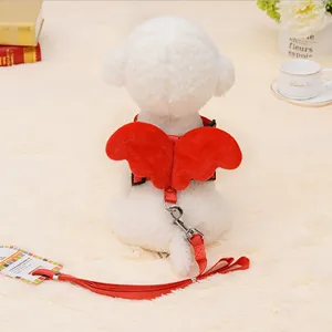 Cute Angel Wings Pet Harness And Leash Set Soft Polyester Adjustable Chest Strap For Small Cats And Dogs Outdoor Walking