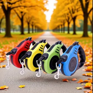 Retractable Dog Leash Heavy Duty Nylon Pet Leash With Anti-Slip Handle One-Button Brake And Lock For Small Medium Dogs