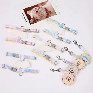 Gradient Angel Wings Cat Harness And Leash Set Anti Escape Pet Walking Strap