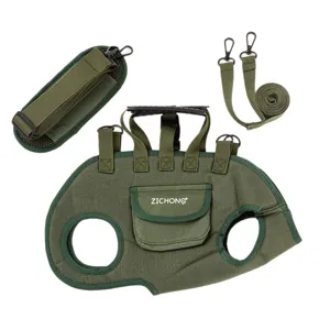 Multi-functional tactical army green pet harness carrier with adjustable straps and leash
