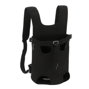 Professional black pet carrier front backpack with leg holes for small dogs and cats outdoor