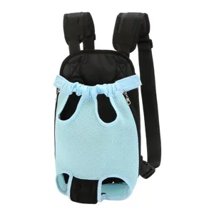 Breathable mesh pet front carrier backpack for small dogs and cats in light blue