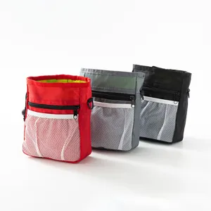 Portable pet dog training treat pouch with mesh pocket for outdoor activities