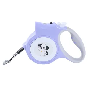 Laisse pour Chien Rétractable 5M Laisse Robuste pour Animal de Compagnie Avec Éclairage LED Poignée Ergonomique Antidérapante Verrouillage Automatique Promenade en Plein Air Fournitures pour Chiens