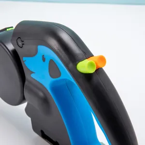 Poignée de laisse rétractable double pour chiens avec boutons LED et motif bleu