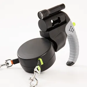 Laisse rétractable double professionnelle pour deux chiens avec lampe LED intégrée