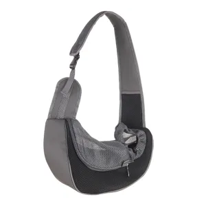 Portable breathable mesh pet sling carrier bag for small dogs and cats outdoor travel.