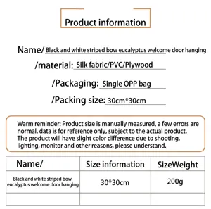 Detailed product specification for wooden eucalyptus welcome door sign with bow