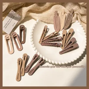 Minimalist Morandi hair clips set, elegant duckbill and snap hairpins for daily styling.