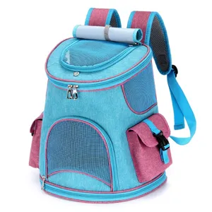 Pet carrier backpack for cats and dogs with breathable mesh and side pockets
